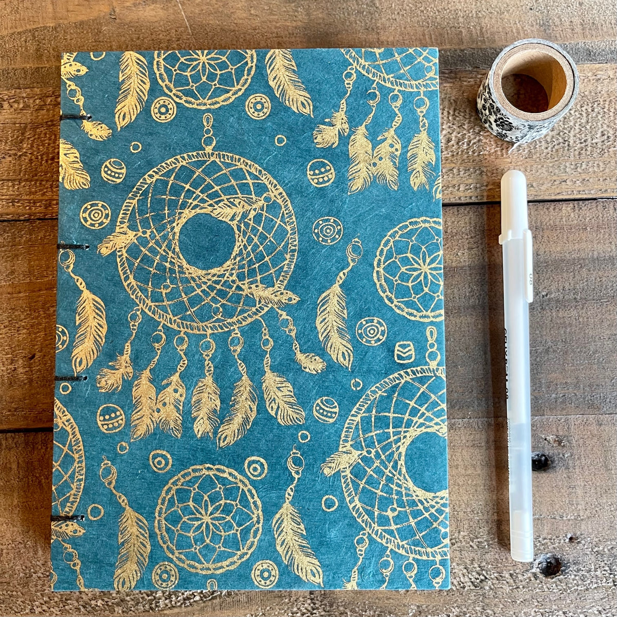 Coptic Stitch | Gold Dream Catchers